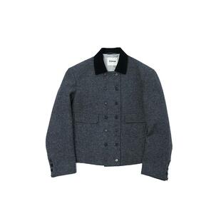 fafamoon设计师品牌 冬季时尚休闲小双排宽肩翻领外套口袋短款女