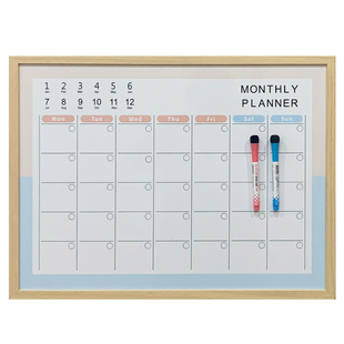 磁性行事历月历日历白板办公挂式记事板木框写字板可擦工作备忘板