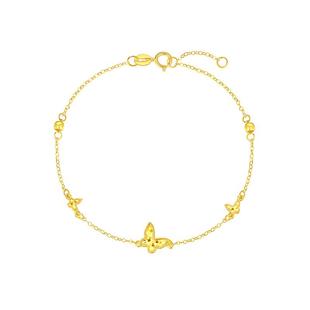 周大生黄18K金手链爆闪碎金甜美蝴蝶手饰Au750彩金情人节新年礼物