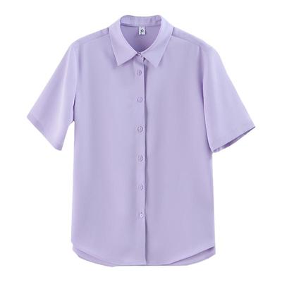 宽松短袖醋酸雪纺免烫抗皱衬衣