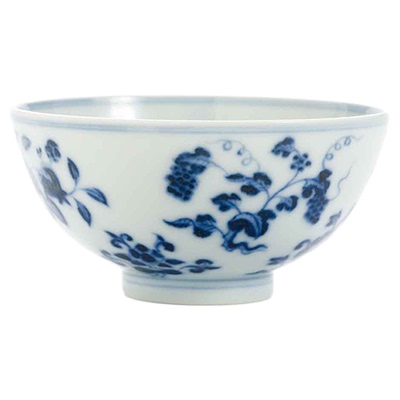 祖传窑折枝花果大鸡心杯