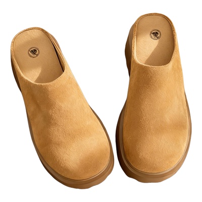 安妮黑豹增高6cm厚底勃肯鞋半拖