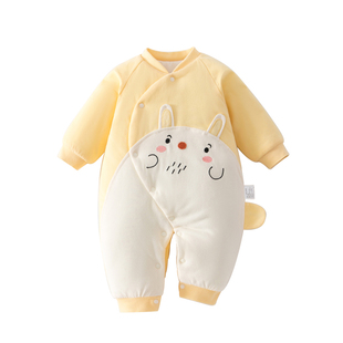 婴儿衣服冬装夹棉连体衣宝宝婴幼儿冬季外出纯棉加厚保暖棉服女宝