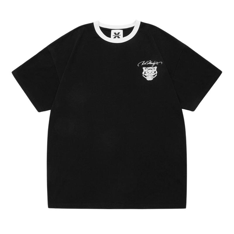 EDHARDY X潮牌t恤夏季刺绣老虎头休闲风圆领短袖T恤 X1B1SP122011