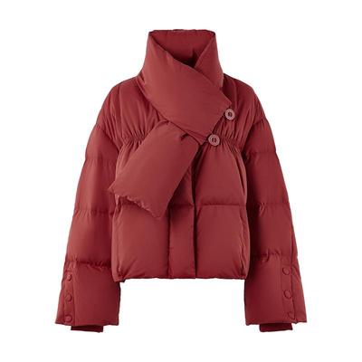 秋水伊人简约短款围巾领羽绒服