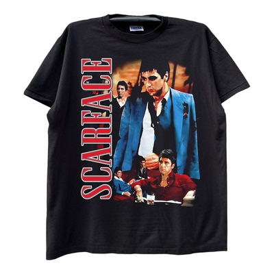 Scarface电影美式复古潮流hiphop创意趣味恶搞痞帅重磅棉短袖T恤