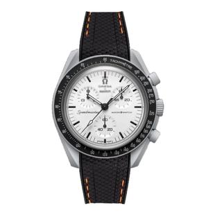 适用Swatch欧米茄联名表带moonswatch斯沃琪1965硅胶编织柔软弧形