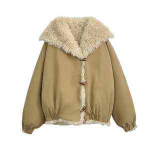 3ts 12/27 皮草复古派克服两面穿复古巴恩风冬季保暖翻领毛毛外套