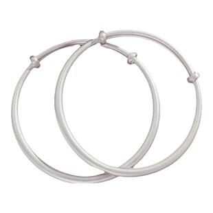 吴越老银铺足银9999平安喜乐古法银手镯女推拉可调节纯银镯子礼物