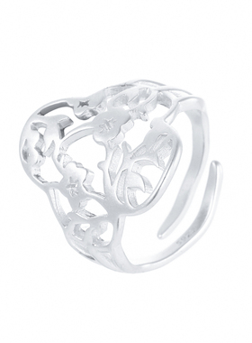 梵灵原创小众设计师款海棠纹窗景戒指S925纯银新中式文艺美学礼物