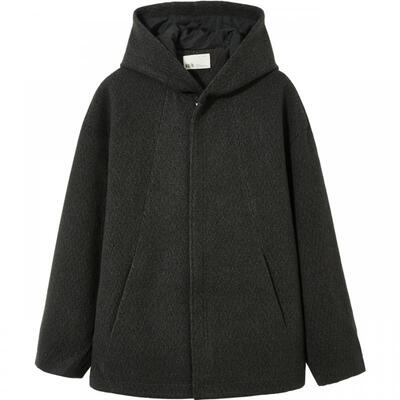 流石男装宽松保暖加厚款连帽大衣