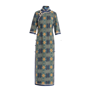 锦玉满堂*三重门40姆米绢纺香云纱妈妈旗袍2025新款高端修身长款