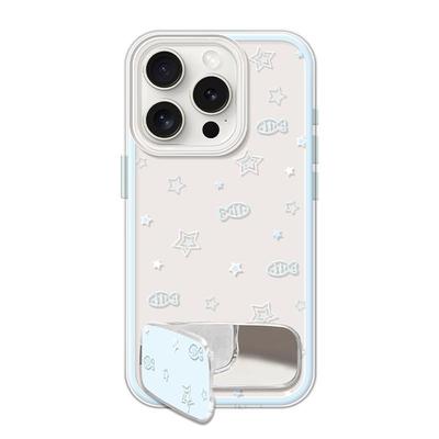 适用苹果17promax手机壳女款iphone16pro保护套13pro全包14防摔11外壳7透明8镜子支架12撞色15promax星星鱼