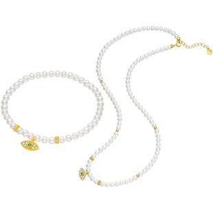 六桂福珠宝S925银淡水珍珠项链珐琅彩珍珠手串女妇女节礼物