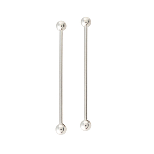 钛钢细针耳钉女穿刺不掉色双头拧球耳桥钉乳钉舌钉pa长杆系带钉男