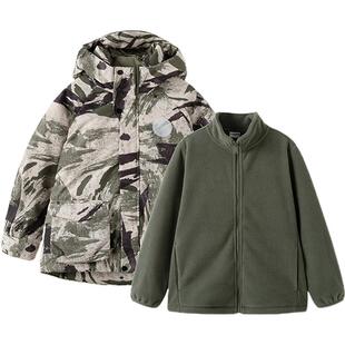 巴拉巴拉男童女童羽绒服中大童三合一外套儿童加厚秋冬季新款童装