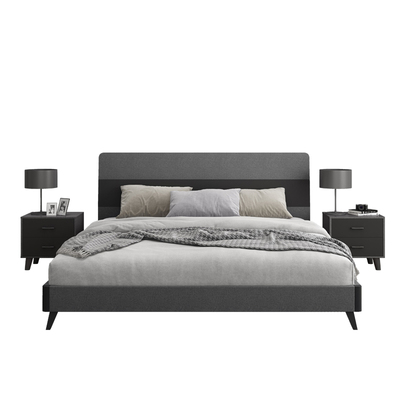 床现代简约双人主卧室大床1.2米架子床出租房用北欧高箱体储物床