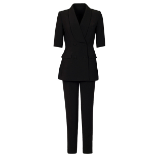 2026年春夏款半袖西装套装女轻奢外套黑色小西服正装售楼部工作服