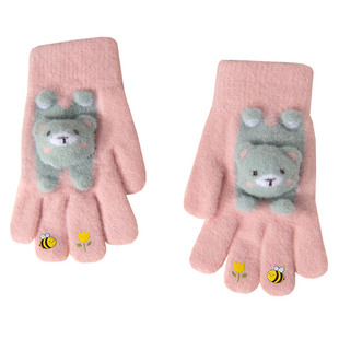 秋冬季保暖儿童手套针织五指可爱男女童女生学生写字冬天防冻防寒