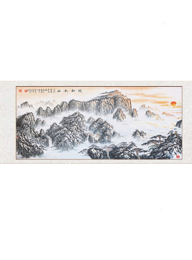 定制稳如泰山丝绸会议室卷轴画