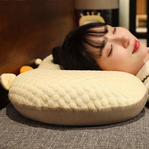 冰豆豆水豚睡觉单人枕头夏季床上抱枕记忆棉可拆洗学生午睡枕女生