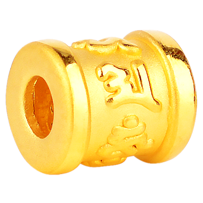 谁羽珠宝 3D黄金足金999六字真言桶珠 硬金串珠六字大明咒转运珠