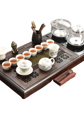 新款全自动一体实木茶盘茶具套装