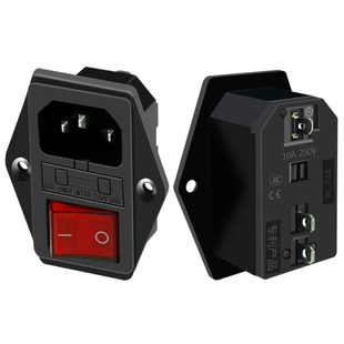 电源插座 ac一体式带保险开关10a250V品字3眼器具电器机柜开关CE