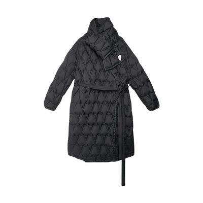 高密防绒拒水面料 半圆女装[运动]2025冬可拆卸围脖长款羽绒服女