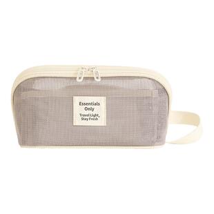 立体形轻透网纱分隔枕头化妆包旅行手提袋便携式外出化妆品收纳包