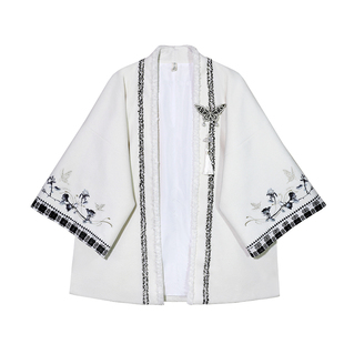 暗夜玫瑰 清水溪汉初秋冬汉服女改良汉元素国风保暖毛呢外套日常