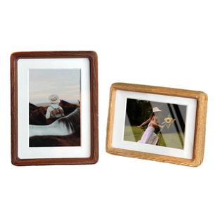 柚木沙比利圆角相框摆台装裱洗照片6寸7寸8寸书法摆件定制摆台diy