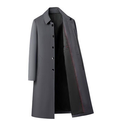 中长翻领大衣商务行政风衣外套男