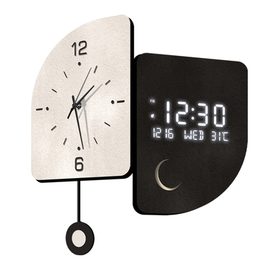 现代简约转角挂钟客厅万年历时钟