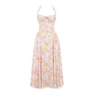 House of CB 超好看挂脖连衣裙2024新款长裙春装女碎花裙Adabella