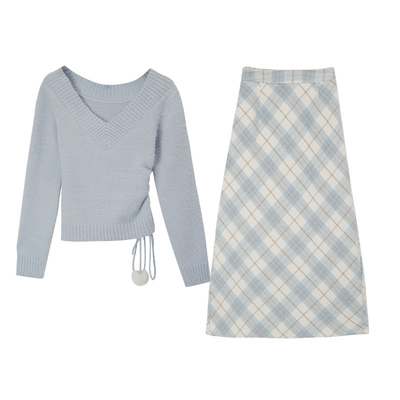 织物猪 椰奶少女 软糯一字领露肩毛衣女秋冬蕾丝千金感纯欲针织衫