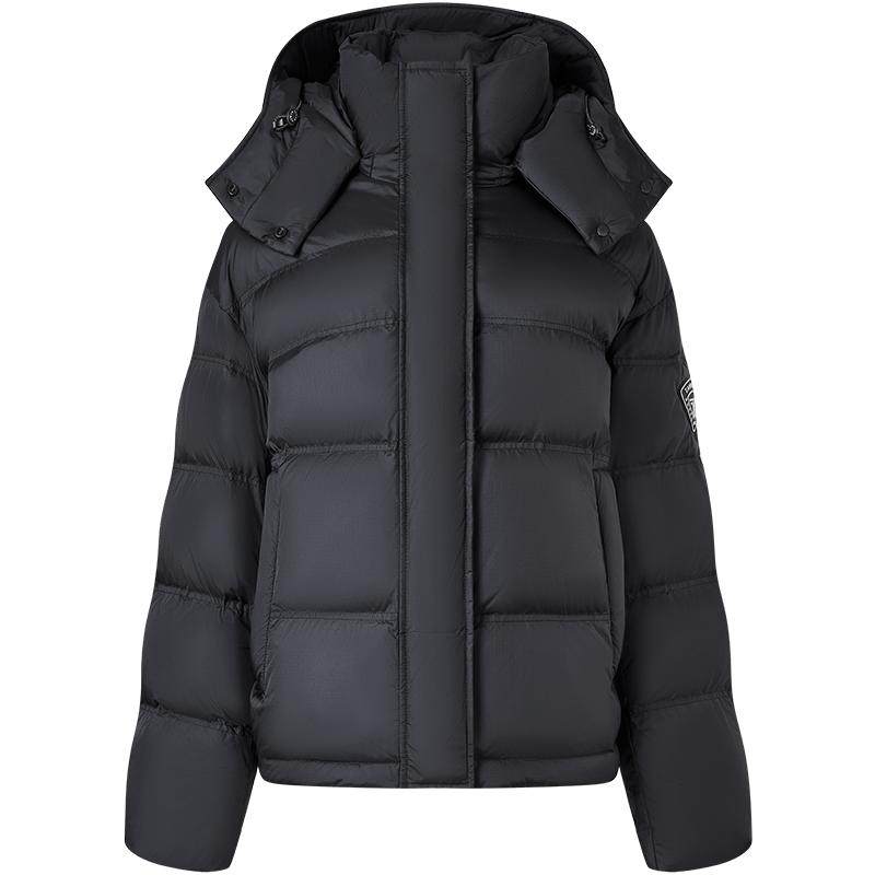 坦博尔羽绒服女装短款加厚保暖可脱卸帽百搭时尚撞色冬季舒适外套