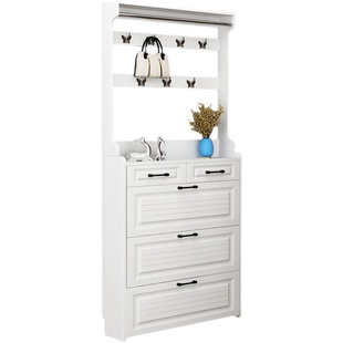 进门鞋柜超薄翻斗简约现代带衣架抽屉玄关轻奢鞋架门厅收纳省空间