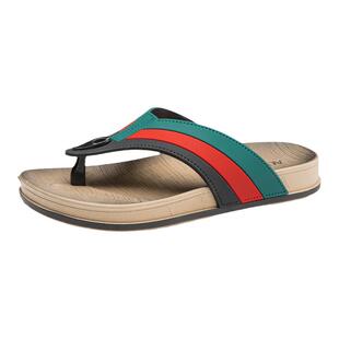 奥康男鞋夏新款随性休闲夹趾外穿人字拖舒适度假风拼色防滑凉拖鞋