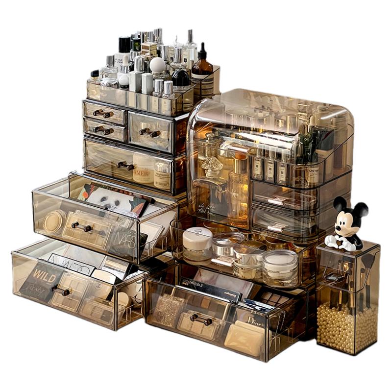 亚克力化妆品收纳盒梳妆台护肤品口红盒化妆刷筒桌面香水置物架子