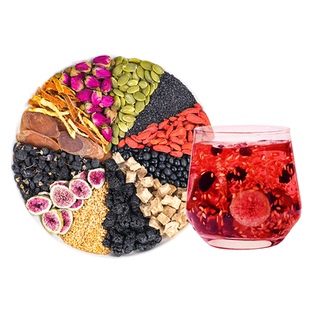 红参亚麻籽无花果黑豆黑枸杞桑葚茶天然黄体酮养雌茶女生泡水喝的