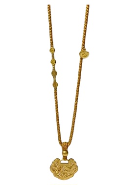 小红书百搭中古金喜上眉梢锁包金元宝国潮吊坠平安喜乐项链首饰