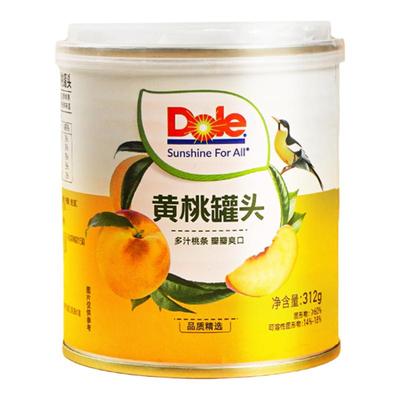 DOLE都乐糖水型黄桃罐头312g罐装砀山黄桃水果罐头零食整箱装
