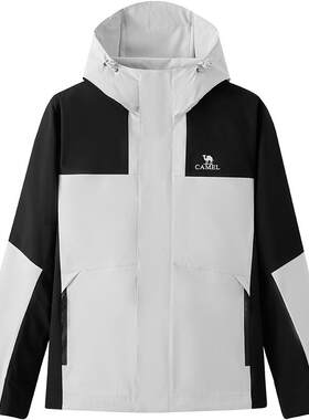 骆驼男装夹克男女同款秋冬款防风防泼水登山服户外拼色风衣外套
