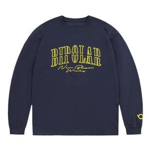 BIPOLAR断开字基础款刺绣长袖T恤春秋新款休闲百搭风打底上衣