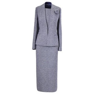 毛呢小香风连衣裙女2025冬季新款时尚气质高级感羊毛背心裙两件套