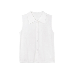 【万能叠搭】官方无袖针织翻领内搭马甲绵羊毛背心衬衫显瘦百搭女