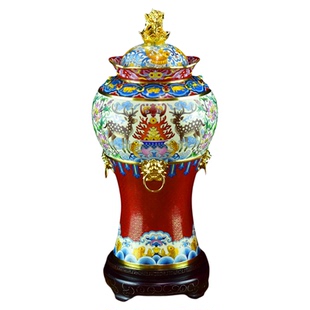 北京珐琅景泰蓝花瓶戴嘉林十二生肖财尊20寸桌面摆件铜胎掐丝工艺
