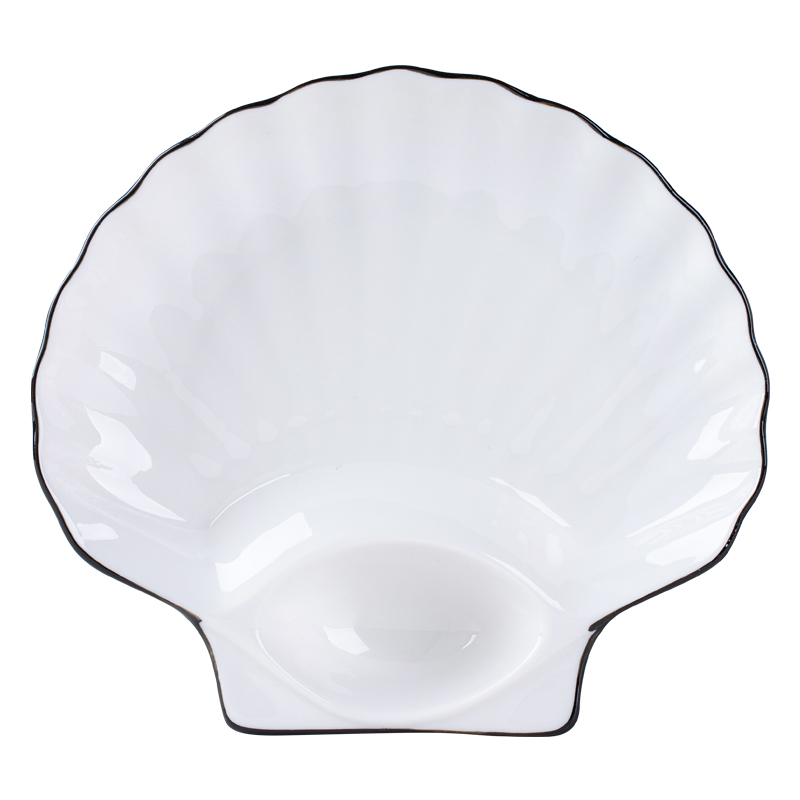 盘子家用菜盘2025新款饺子盘陶瓷北欧创意贝壳盘分格餐盘餐具套装