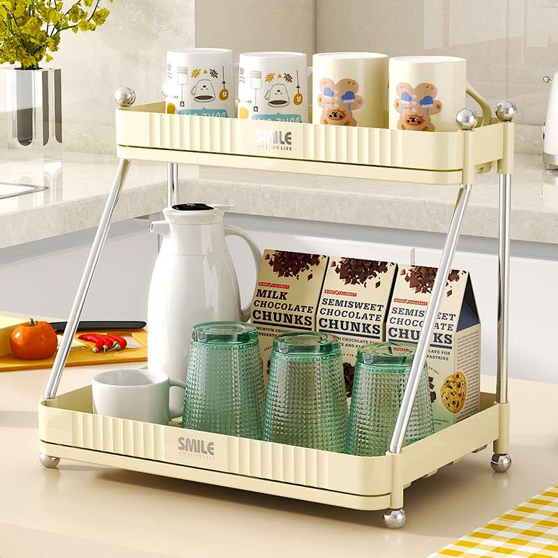 家用台面杯子收纳架多层多功能杯子置物架客厅厨房放调料收纳托盘
